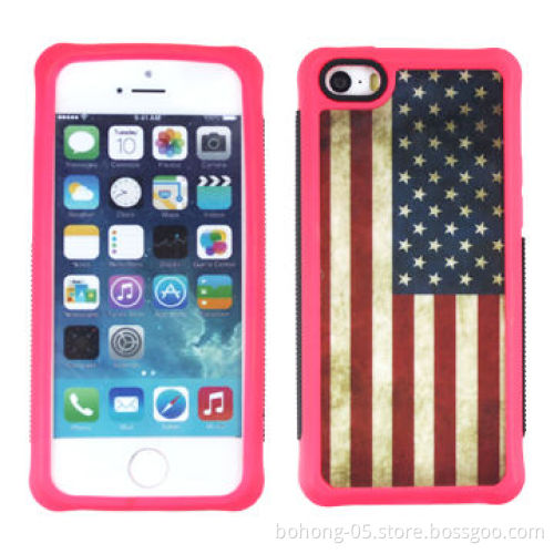 Double color silicone case with pattern and hole for iPhone 5s, different colors available